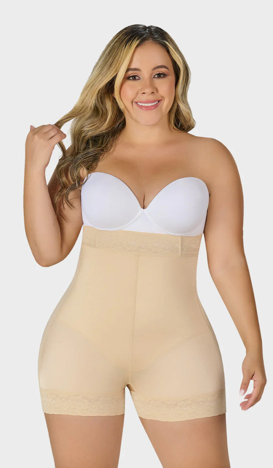 Extra short shorts, extra high waist, with abdominal reinforcement SXA0216 by Fajas M&amp;D®