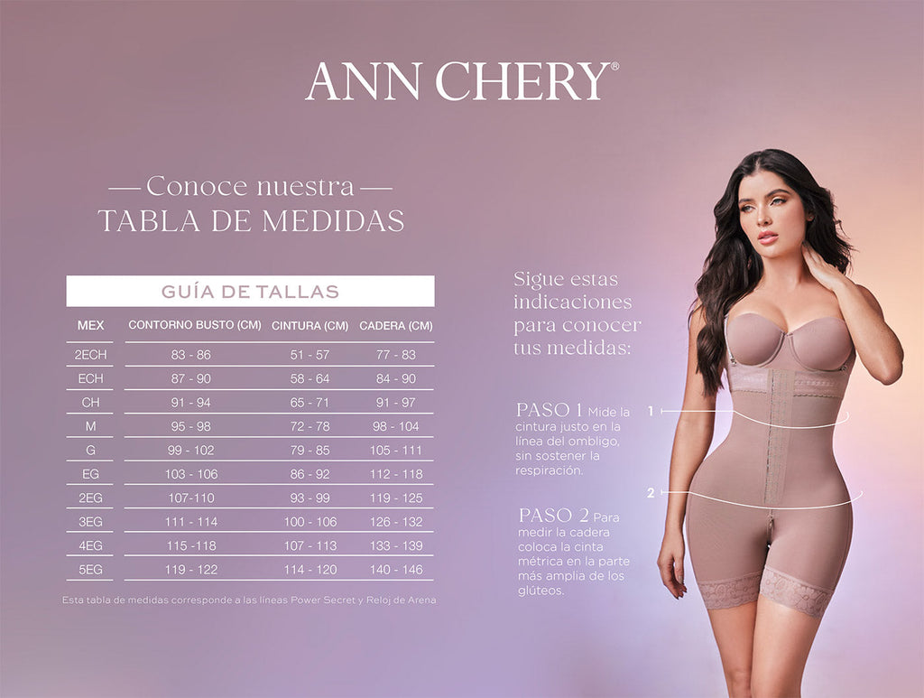Short alto levanta glúteos con broches y control abdomen – Ann Chery 5156B