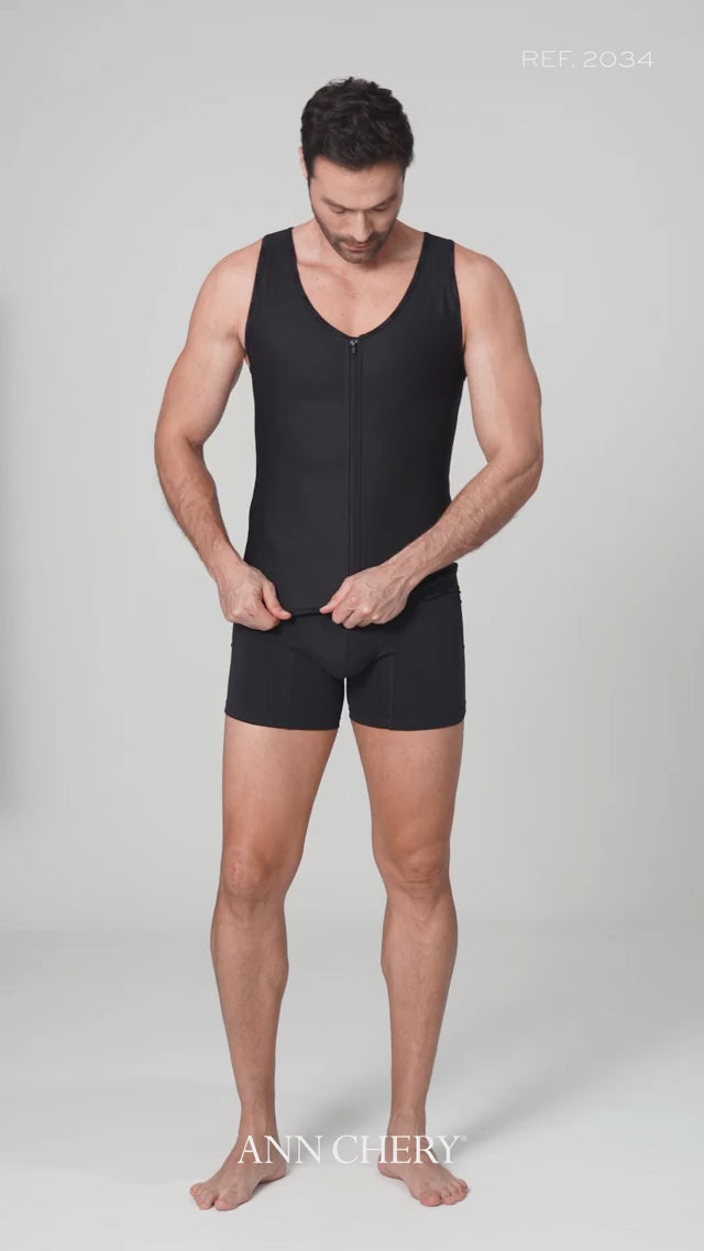 Faja masculina tipo chaleco con control abdomen y soporte lumbar – Ann Chery 2034