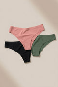 Pack de tangas brasileras seamless X3 Fajas MyD (Verde, Rosa y Negro)